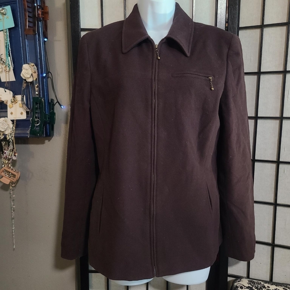 ANN TAYLOR wool and cashmere zip up jacket 8